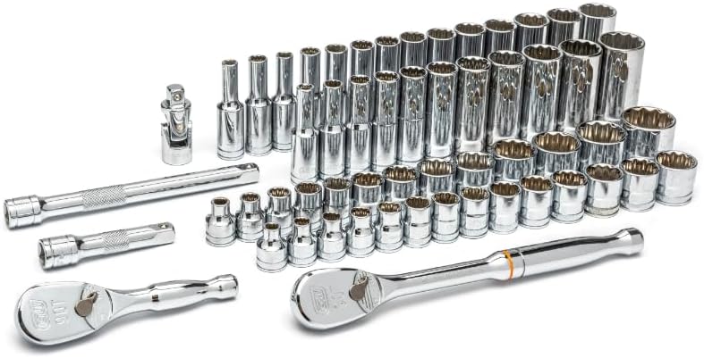 GEARWRENCH 57 Pc. 3/8' Drive 12 Pt. Mechanics Tool Set, Standard & Deep, SAE/Metric - 80551