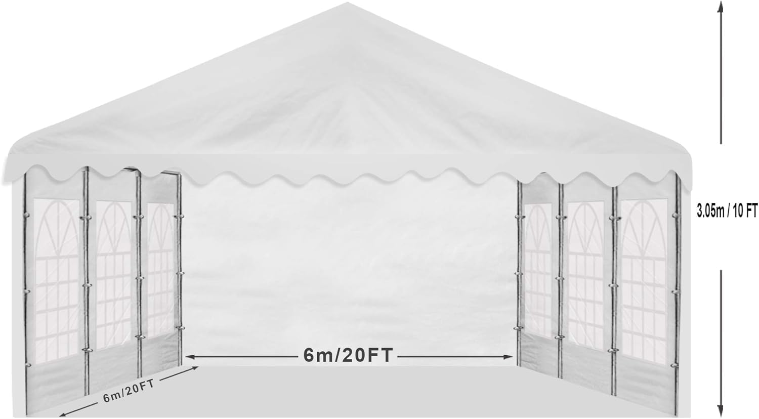AMERICAN PHOENIX Party Tent 20x20 ft Heavy Duty Canopy Shelter for Wedding Event Fair with Fire Retardant Roof with Sidewalls and Windows White (20x20 - w FR)