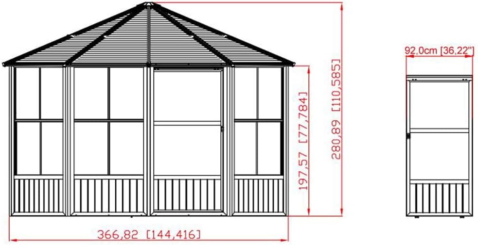 Sojag Outdoor 12' x 12' Charleston Solarium Outdoor Sunroom with Mosquito Nets