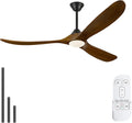 60 Inch Ceiling Fan with Light and Remote, Indoor Outdoor for Patio Gazebo Living Room - Rustic Farmhouse Style, Quiet 6-Speed Reversible DC Motor High CFM, 3 Wood Blades Dimmable with 3 Downrods