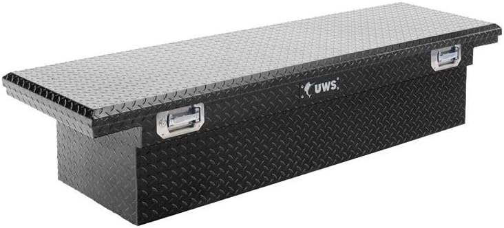 UWS EC10492 Pull Handle 69-Inch Gloss Black Heavy-Wall Aluminum Truck Tool Box with Low Profile, RigidCore Lid