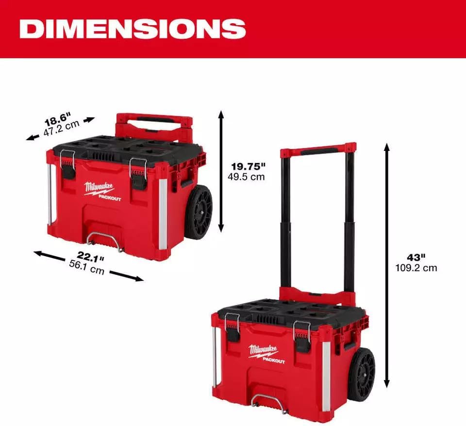 For Milwaukee 48-22-8427 Fits PACKOUT Rolling Tool Box w/ 250 lbs Weight Capacity，L18in*H19.5in8* W22in