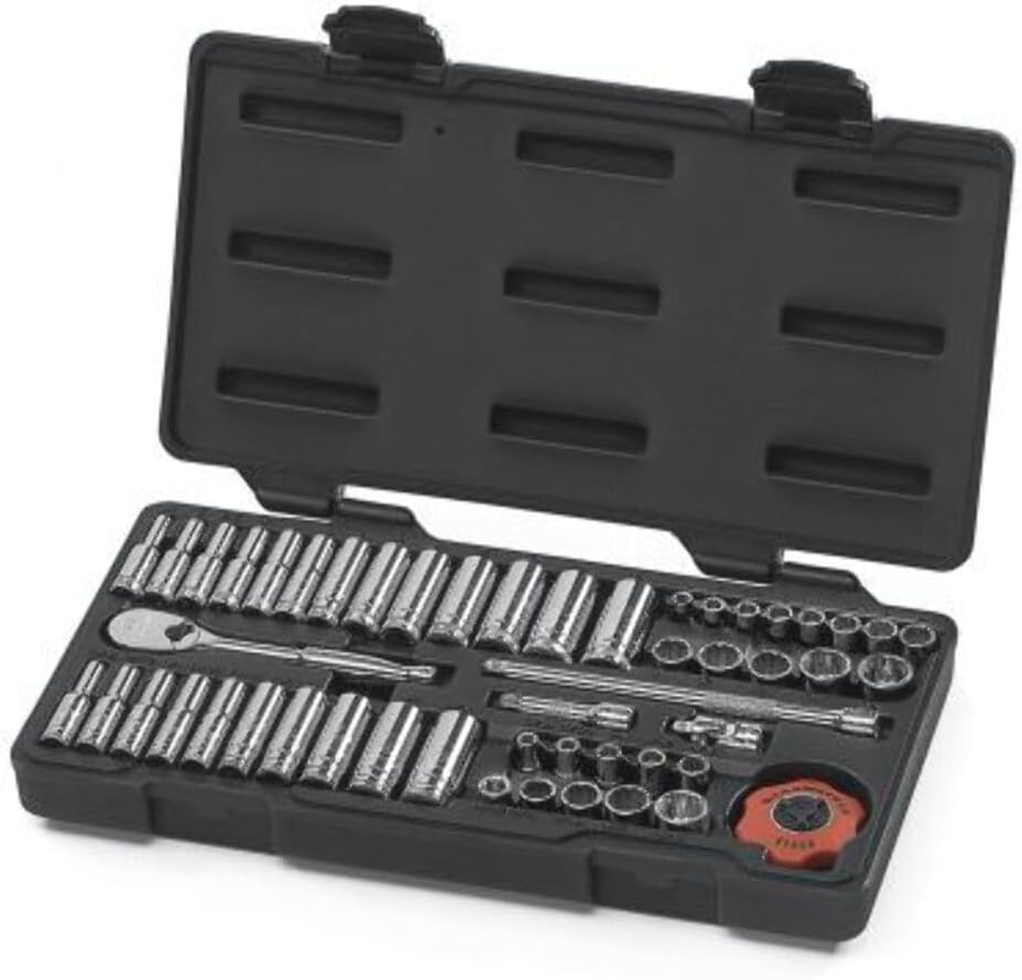 GEARWRENCH 51 Pc. 1/4' Drive 12 Pt. Mechanics Tool Set, Standard & Deep, SAE/Metric - 80301