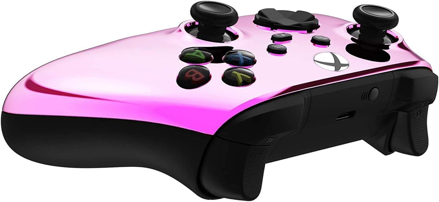 Custom Controllerzz Wireless Controller for Microsoft Xbox Series X/S & Xbox One - Custom Soft Touch Feel - Custom Xbox Series X/S Controller (X/S Pink Chrome)