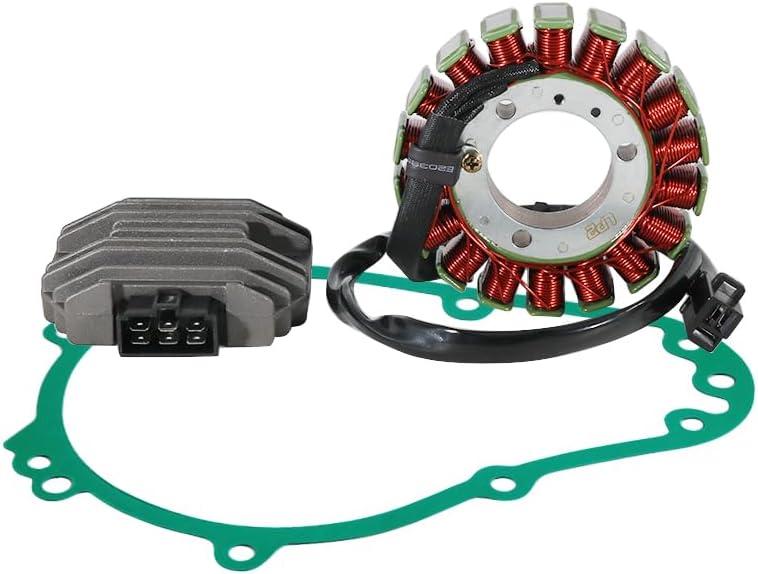 Stator Coil Rectifier Gasket Set for Kawasaki ZX600 Ninja ZX-6, for Kawasaki ZX600 ZZR600 1990-2004, Stator Assy OEM:21003-1214 21003-1368, Generator Cover OEM:11009-1868, Regulator OEM:11009-1868