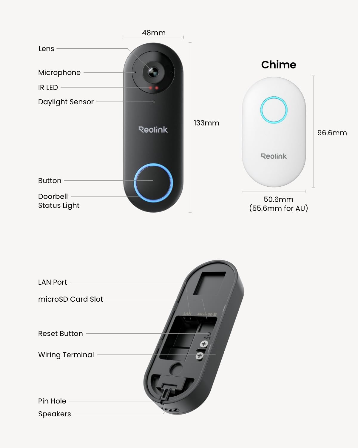 REOLINK Video Doorbell WiFi with Lumus Bundle, 2K Doorbell Camera, 2K Spotlight Camera, Local Storage, Chime Included