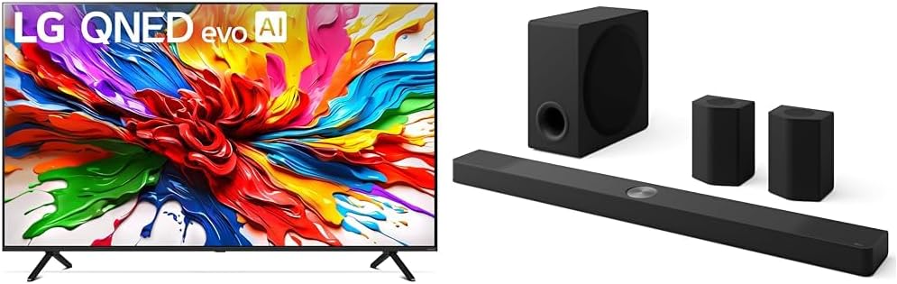 LG 65-Inch Class QNED evo AI QNED92A Series Mini LED 4K Smart TV (65QNED92AUA, 2025) LG S95AR 9.1.5 ch. Home Theater Soundbar with Wireless Subwoofer (2025 Model)