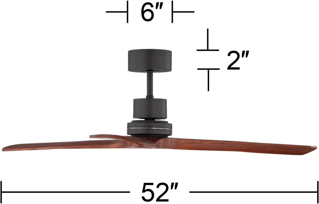 Casa Vieja 52' Delta-Wing DC Rustic Farmhouse 3 Blade Indoor Outdoor Ceiling Fan with Remote Oil Rubbed Bronze Walnut Solid Wood Damp Rated for Cottage Core Patio Exterior House Home Porch Garage