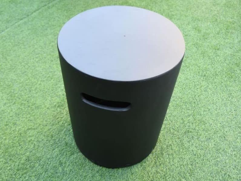 AMS Fireplace | Elementi 20lb Propane Tank Cover (Cylinder - Dark Grey) | Handcrafted Glass-Fiber Reinforced Concrete, Dark Grey Color, Round Shape, Size - 15.7 x 15.7 x 20 inches | Use as End Table