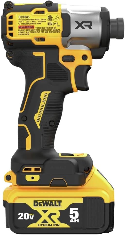 DEWALT 20V MAX Impact Driver, Cordless, 3-Speed, 2 Batteries and Charger Included (DCF845P2)