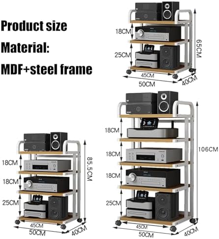 Mobile 3 - Tier Media Stand On Wheels, Versatile Audio Rack Cabinet for Tv, Av Equipment, Gaming Consoles, Streaming Devices, Stereo Components, Adjustable & Stylish Stor,
