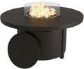 48' Round Propane Fire Pit,Steel Tabletop Fire Pit w Lava Rocks,55000 BTU Auto-Ignition CSA Certified Gas Fire Pits with Lid & Windproof Glass for Outdoor,Patio,Backyard