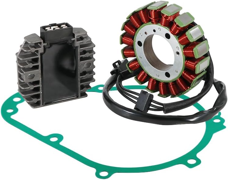 Stator Coil Rectifier Gasket Set for Kawasaki ZX600 Ninja ZX-6, for Kawasaki ZX600 ZZR600 1990-2004, Stator Assy OEM:21003-1214 21003-1368, Generator Cover OEM:11009-1868, Regulator OEM:11009-1868