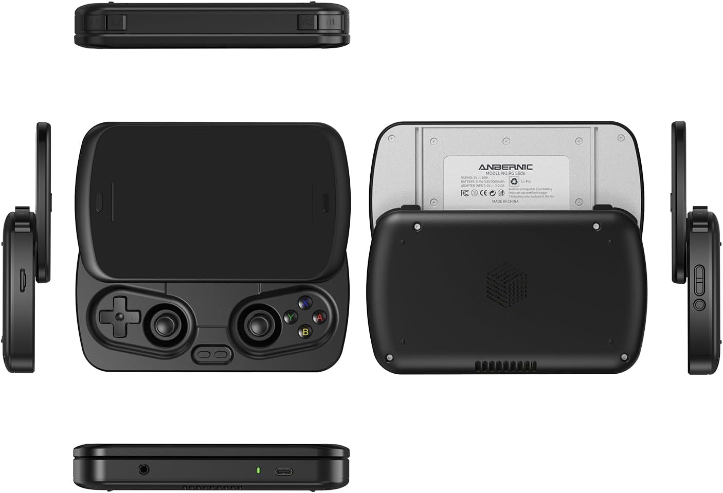 Anbernic RG Slide Handheld Game Console RG Slide 4.7-inch LTPS In-Cell Screen No Card Retro Game Console Unisoc T820 Portable Arcade Video Gaming Console Support AI WiFi Bluetooth HD and TV Output Black