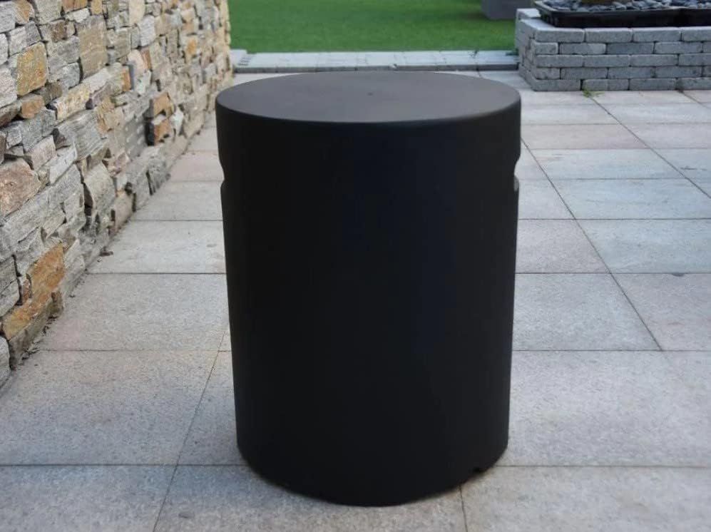 AMS Fireplace | Elementi 20lb Propane Tank Cover (Cylinder - Dark Grey) | Handcrafted Glass-Fiber Reinforced Concrete, Dark Grey Color, Round Shape, Size - 15.7 x 15.7 x 20 inches | Use as End Table