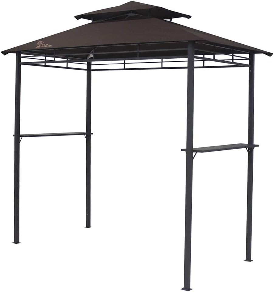 Palm Springs Deluxe 8FT Double-Tier Barbecue Canopy/BBQ Grill Tent Brown
