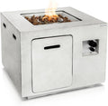 SereneLife Propane Gas Fire Pit Table - 40,000 BTU Outdoor Square Firepit with Lava Rocks, Cover, Adjustable Flame Height, and Weather-Resistant Design - Perfect for Backyard or Patio