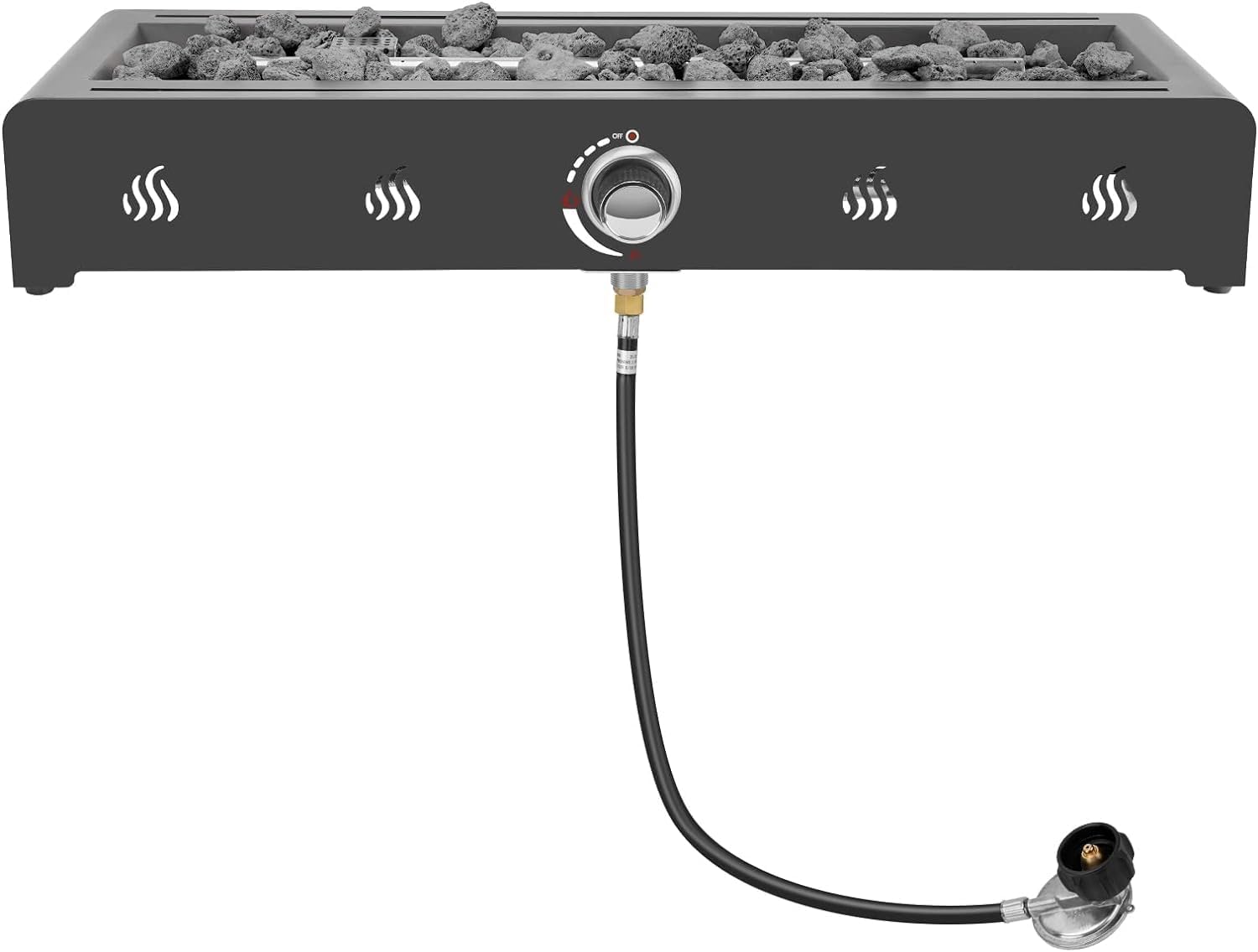 Onlyfire 28'' Tabletop Fire Pit Table, Propane Gas Firepit Bottom Mounted for Table with Umbrella Hole, Glass Wind Guard and Lava Rock, Outdoor Rectangular Smokeless Fireplace