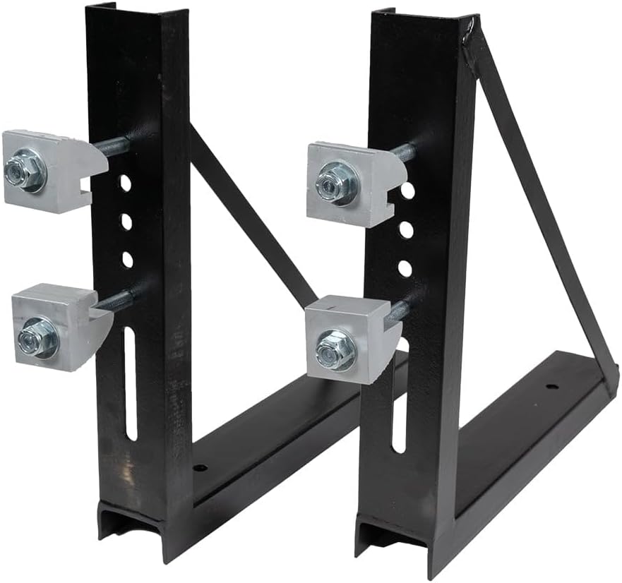 Mytee Products (4 Pack) Truck Tool Box Mounting Kit - No Drill w/Hardware - Universal Silver Truck Tool Box - J Hook Crossover Toolbox Clamps