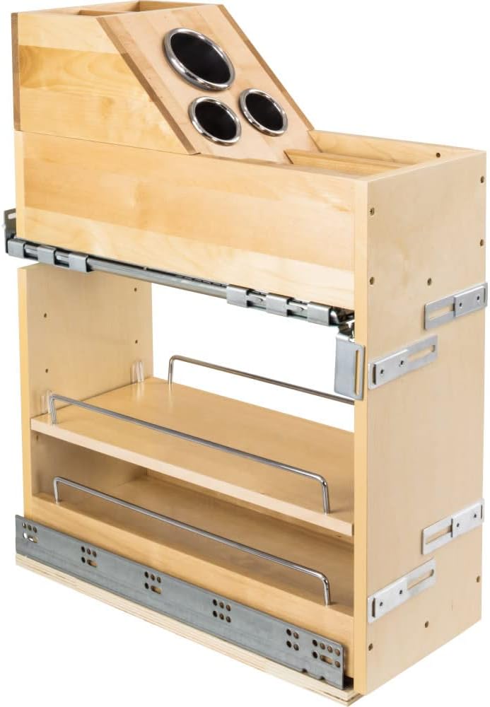 Hardware Resources VBPO-G01 8' Vanity Cabinet Organizer Insert with 5 Compartments for Grooming, Curling Iron, Hair Dryer - for 8' Wide Organizer - Natural White Birch