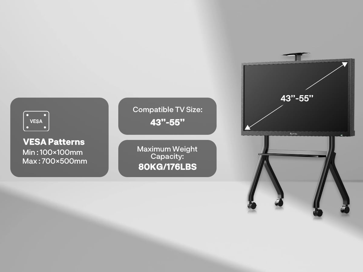 SYLVOX Pool Pro 2.0 55' Outdoor TV Bundle with Rolling TV Cart Stand – 2000 Nits, 4K UHD, IP55 Waterproof, Dolby Atmos, Google TV, Full Sun Visibility, Mobile All-Weather Entertainment Solution