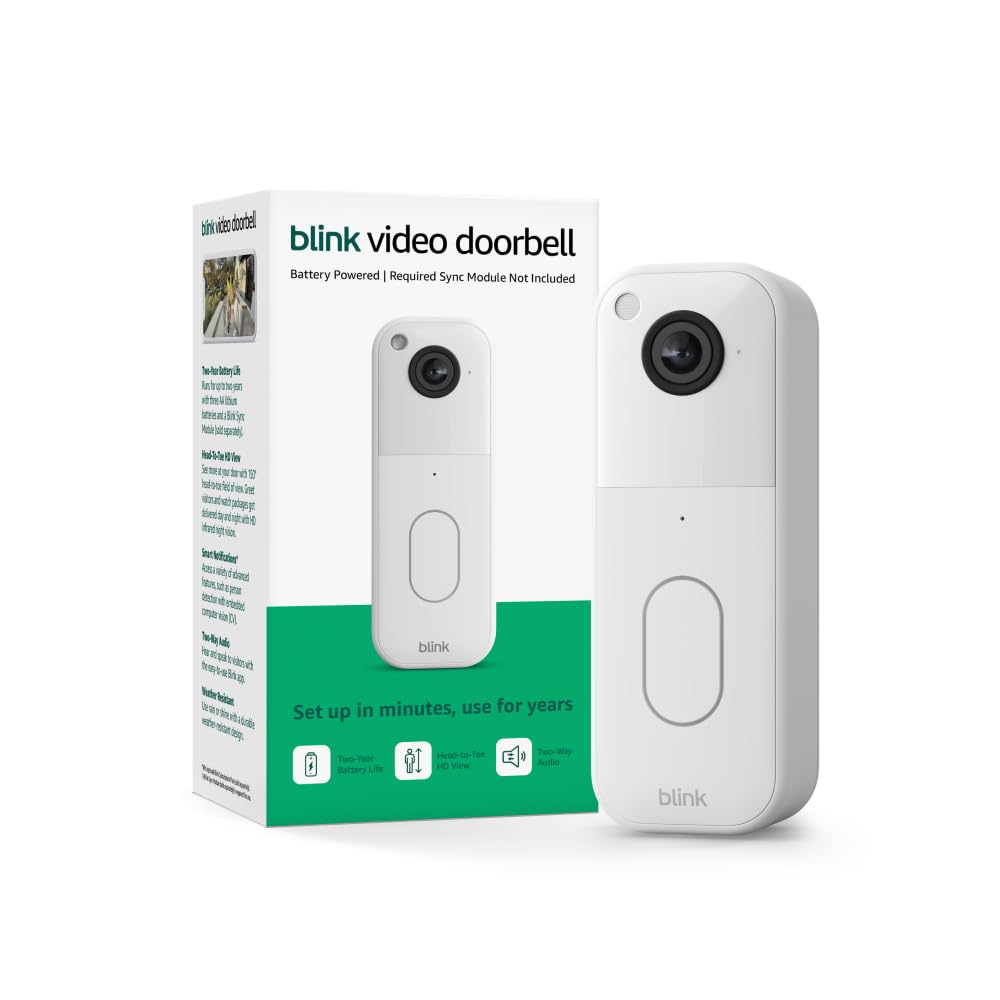 Blink Video Doorbell Add-on, White, with 1-Year Plus Plan Subscription