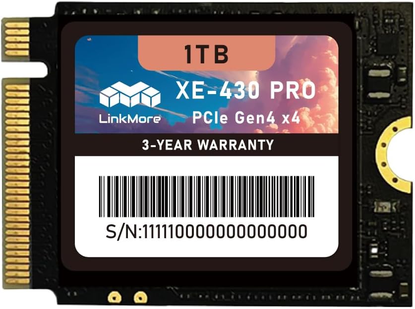 LinkMore XE-430 PRO 1TB M.2 2230 NVMe SSD, PCIe Gen4 x4 / PCIe 4.0 Internal Solid State Drive, Storage Expansion for Handheld Gaming Devices