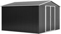 Large Outdoor Storage Shed 10x12 FT, Heavy-Duty Metal Garden Tool Organizer with Lockable Doors and Weather-Resistant Roof for Backyard (10x10 ft Black)