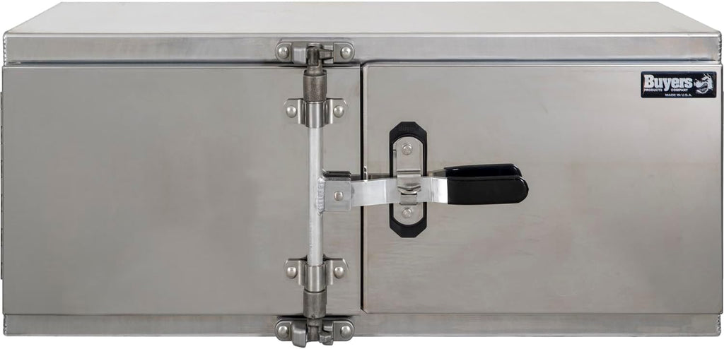 Buyers Products 1762603, 18x18x48 Smooth Aluminum Underbody Truck Tool Box with Double Barn Door, Heavy‑Duty 0.125 in Aluminum, Cam‑Lock Hardware, Rain Gutter Seal, Universal Mount