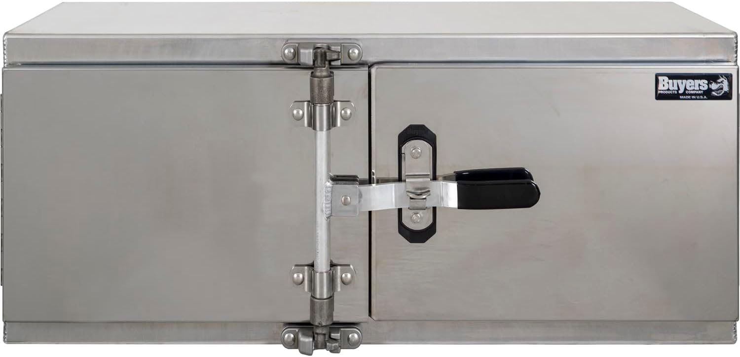 Buyers Products 1762603, 18x18x48 Smooth Aluminum Underbody Truck Tool Box with Double Barn Door, Heavy‑Duty 0.125 in Aluminum, Cam‑Lock Hardware, Rain Gutter Seal, Universal Mount
