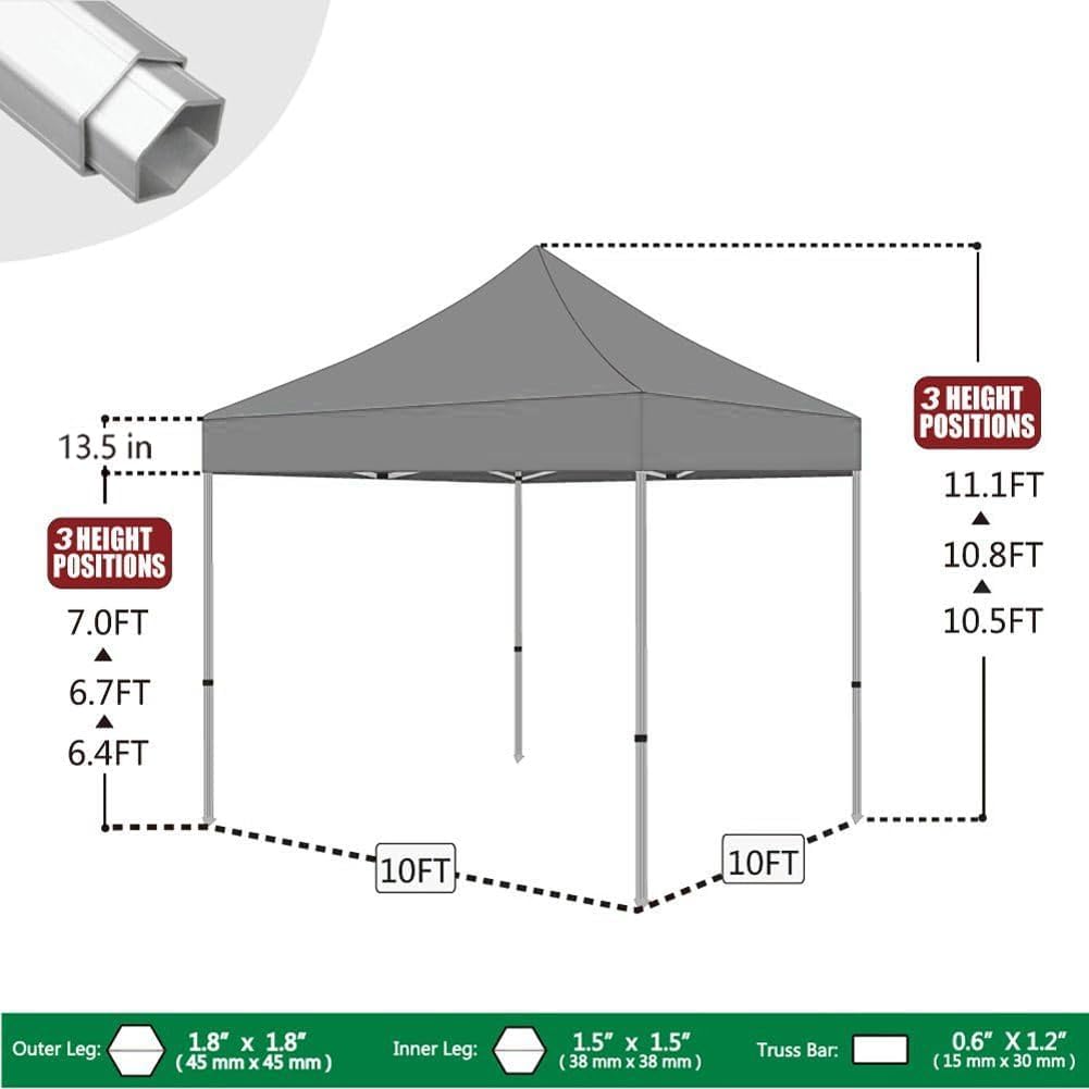 Eurmax USA Pro 10x10 Pop Up Canopy Wedding Party Tent Instant Outdoor Gazebo Pavilion Canopies BBQ Cater Events Aluminum Frame Commercial Grade Bonus Roller Bag (Burgundy)
