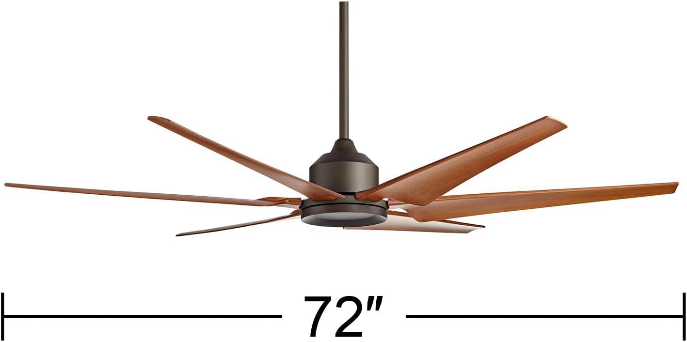 Casa Vieja 72' Power Hawk Modern Industrial Indoor Outdoor Ceiling Fan with Remote Control Oil Rubbed Bronze Painted Wood Damp Rated for Patio Exterior House Home Porch Gazebo Garage Barn