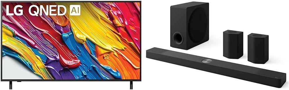 LG 55-Inch Class QNED AI 4K QNED82A Series Smart TV w/AI Sound (55QNED82AUA, 2025) LG S95AR 9.1.5 ch. Home Theater Soundbar with Wireless Subwoofer (2025 Model)
