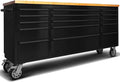 72-inch Rolling Tool Chest with 15 Drawers, Mobile Workbench, Assembled Large Tool Box Lockable Storage Cabinet with Wheels for Garage Workshop (72'' w/15 Drawers - Black)