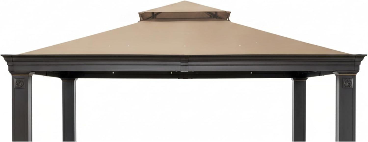 Garden Winds Reinforced RipLock 350 Replacement Canopy Top Cover Compatible with Tivering 10' x 12' Gazebo Model L-GZ025PCO7A - Beige