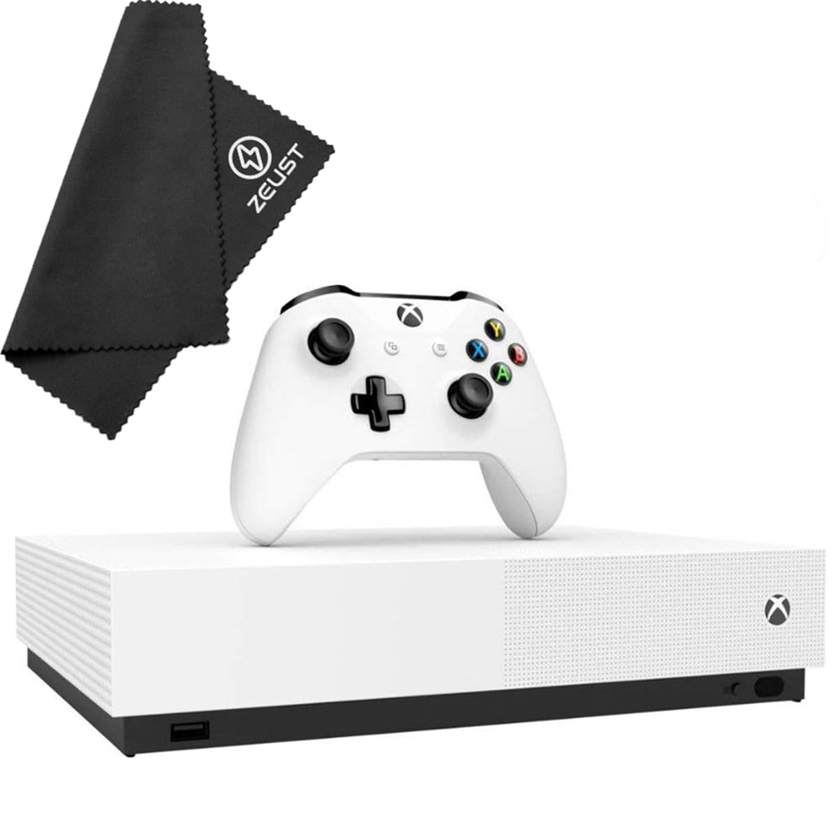 Xbox One S 1TB All-Digital Edition Console Bundle - Includes the Xbox One S Console Series, White, 1x Wireless Controller, and a Microfiber Cloth (Renewed)
