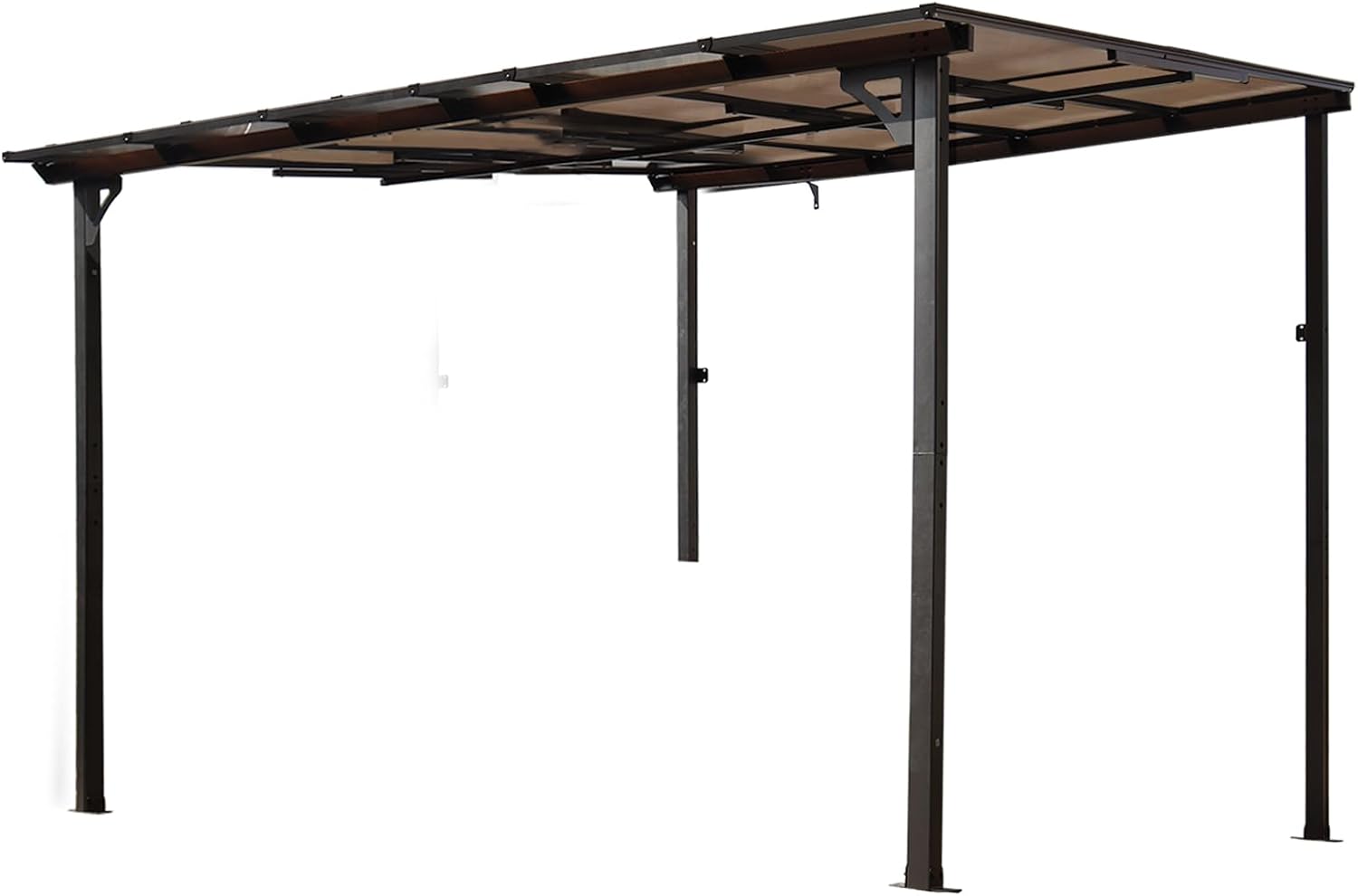10x10 Wall Mounted Metal Pergola Gazebo with Roof, Heavy Duty Outdoor Patio Awning, Weather Resistant Waterproof Steel Lean to Gazebo for Backyard, Deck, Garden Space