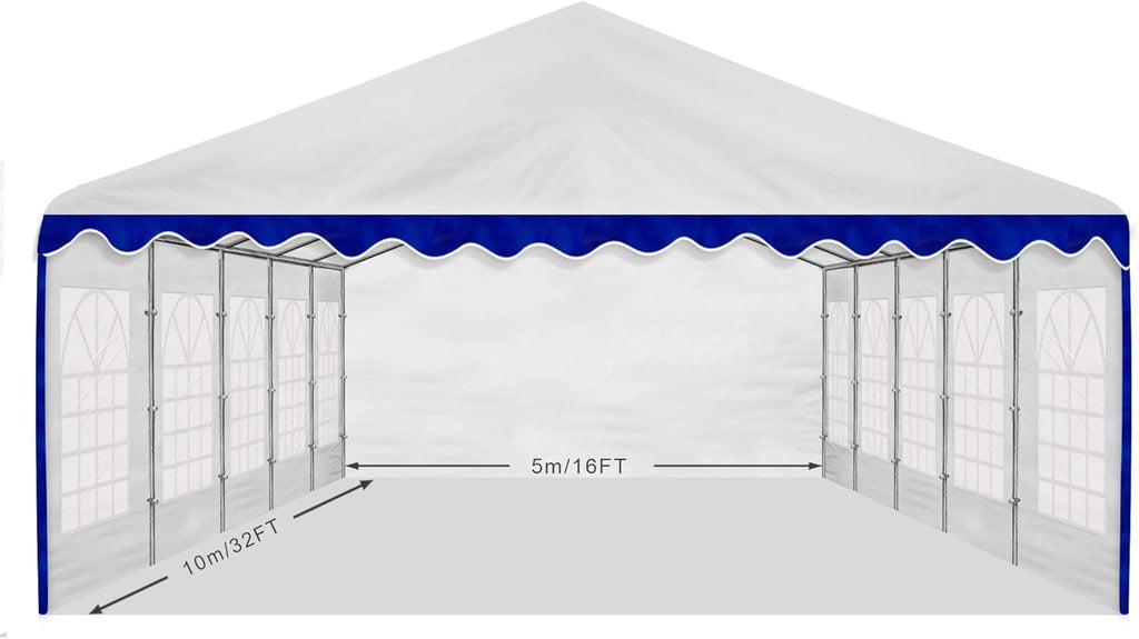 AMERICAN PHOENIX Party Tent 16x32 ft Heavy Duty Canopy Shelter for Wedding Event Fair with Roof Removable Sidewalls and Windows White (16x32 - PE/w Blue)