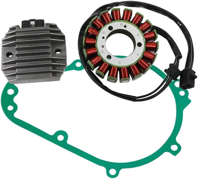 Stator Coil Rectifier Gasket Set for Kawasaki ZX600 Ninja ZX-6, for Kawasaki ZX600 ZZR600 1990-2004, Stator Assy OEM:21003-1214 21003-1368, Generator Cover OEM:11009-1868, Regulator OEM:11009-1868