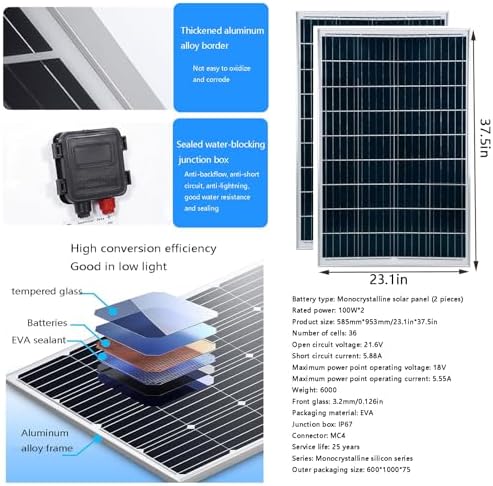 3200W Wind Turbine Generator Kit - 5-Blade 12V/24V/48V, Includes 2x100W Solar Panels & 2000W Inverter, Hybrid Wind & Solar Power System for Efficient Renewable Energy