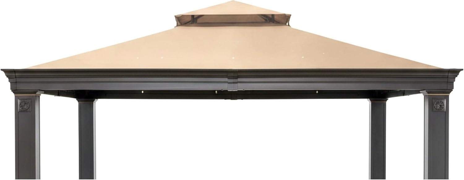 Garden Winds Reinforced Replacement Canopy Top Cover Compatible with The L-GZ025PCO7A Tivering Two Tiered 10' x 12' Gazebo - Classic Sand, Riplock 350
