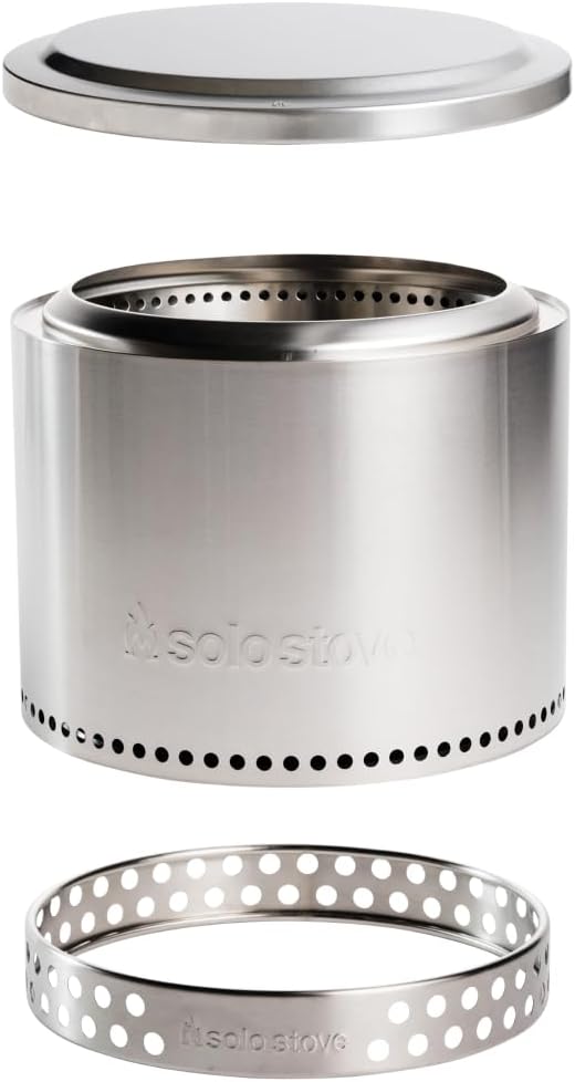 Solo Stove Bonfire Essential Bundle | Smokeless Fire Pit with Stand & Lid, Ideal for 4–6 People | Portable Wood Burning, Removable Ash Pan, Stainless Steel, 16.75' H x 19.5' Dia, 21.75lbs