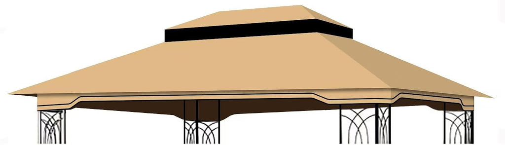 10x13 Ft Outdoor Patio Gazebo Replacement Canopy, Double Tiered Roof Top Cover, UV Protection & Waterproof Fabric, Fits 10x13 Gazebo Frame, Khaki(Frame Not Included)