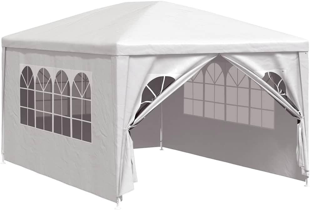 White Outdoor Party Tent Canopy Gazebo 9.8x13.1 ft Rectangular Shelter with Steel Frame for Backyard Patio Garden Events