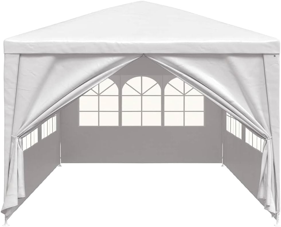 White Polyethylene Party Tent 9.8x19.7 ft Heavy Duty Outdoor Canopy Tent with Steel Frame for Backyard Parties Events and Gatherings