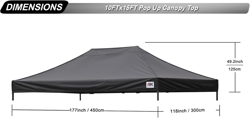 ABCCANOPY Replacement Canopy Top for Pop Up Canopy Tent (10x15, Black)