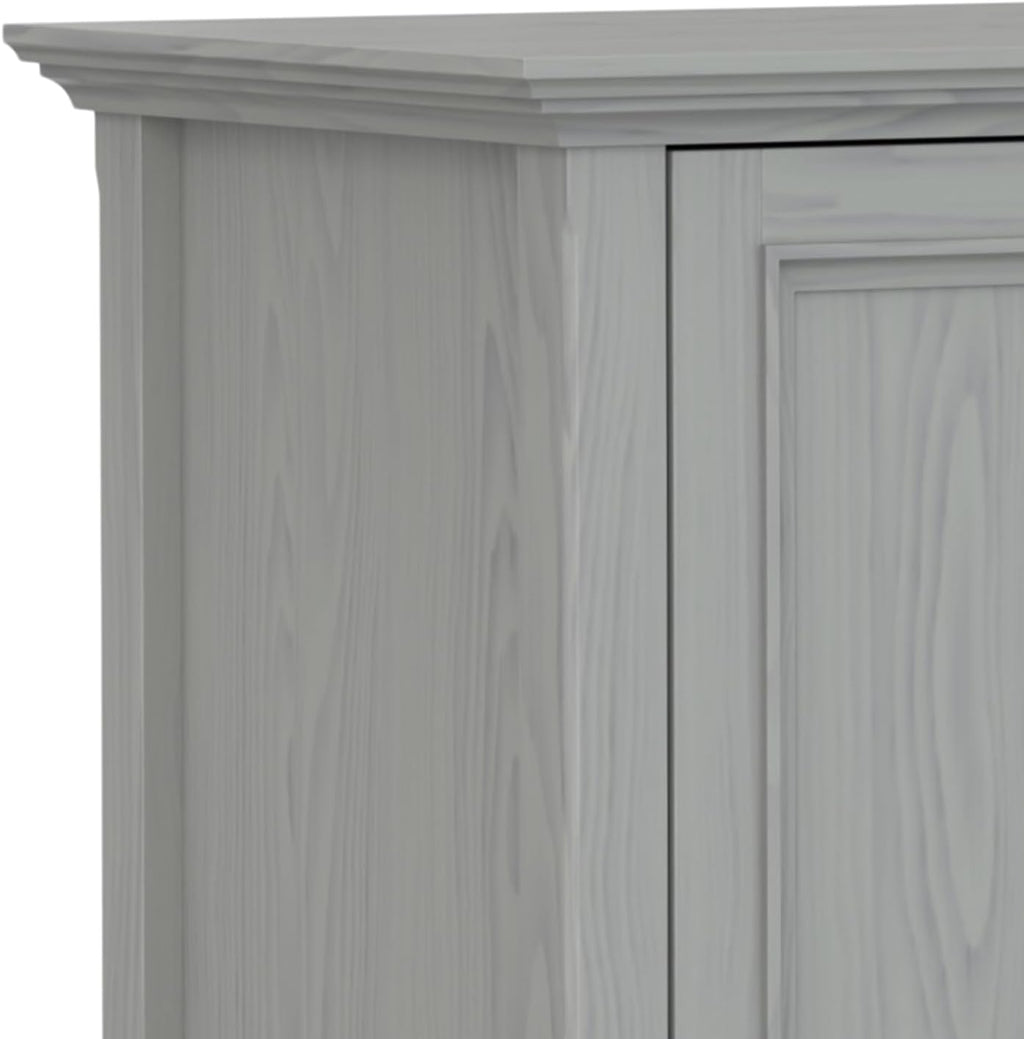 SIMPLIHOME Amherst TV Stand - 72 inch Wide Solid Wood Media Console in Fog Grey, Transitional Entertainment Center for Living Room for TVs up to 80 Inches with Shelves and Cable Management