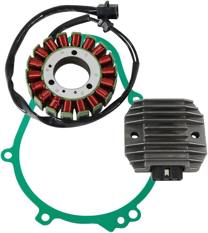 Stator Coil Rectifier Gasket Set for Kawasaki ZX600 Ninja ZX-6, for Kawasaki ZX600 ZZR600 1990-2004, Stator Assy OEM:21003-1214 21003-1368, Generator Cover OEM:11009-1868, Regulator OEM:11009-1868