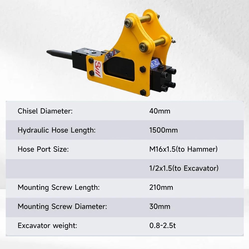 Mini Excavator Hydraulic Hammer Breaker Attachment with Nitrogen Toolbox，Small Digger for .08-3.5 ton Concrete Breaker Attachment Drilling Tool (2)
