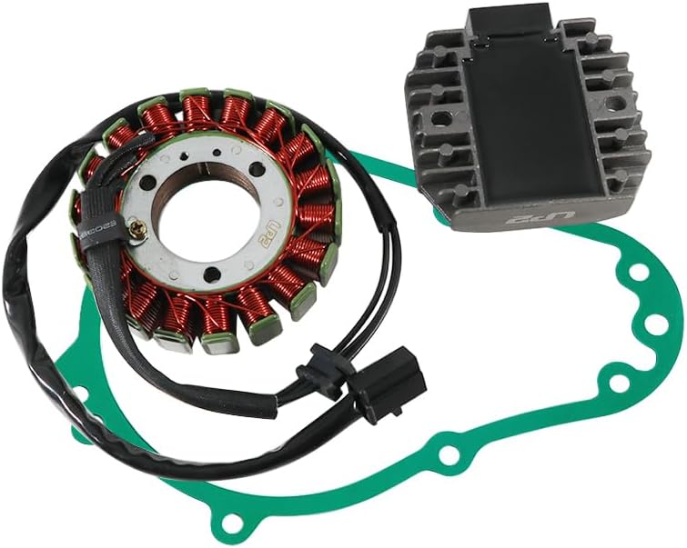 Stator Coil Rectifier Gasket Set for Kawasaki ZX600 Ninja ZX-6, for Kawasaki ZX600 ZZR600 1990-2004, Stator Assy OEM:21003-1214 21003-1368, Generator Cover OEM:11009-1868, Regulator OEM:11009-1868